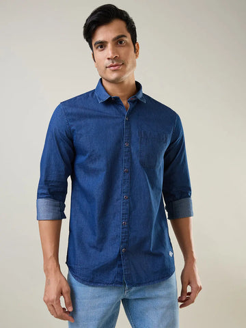 Indigo Navy Solid Shirt Tim Paris