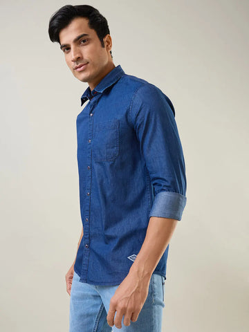 Indigo Navy Solid Shirt Tim Paris