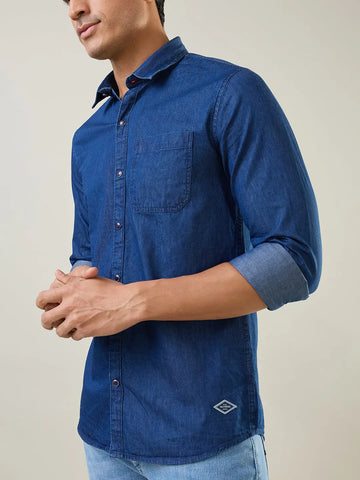 Indigo Navy Solid Shirt Tim Paris
