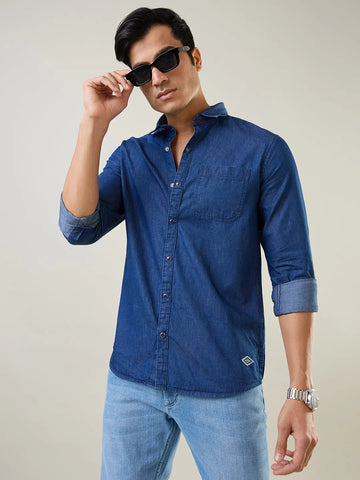 Indigo Navy Solid Shirt Tim Paris