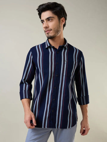 Red Striped Regular Fit Shirt TIM PARIS