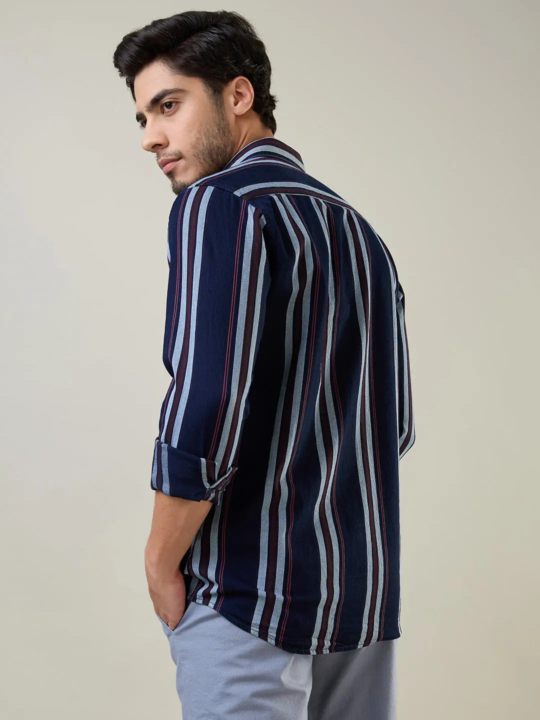 Red Striped Regular Fit Shirt TIM PARIS