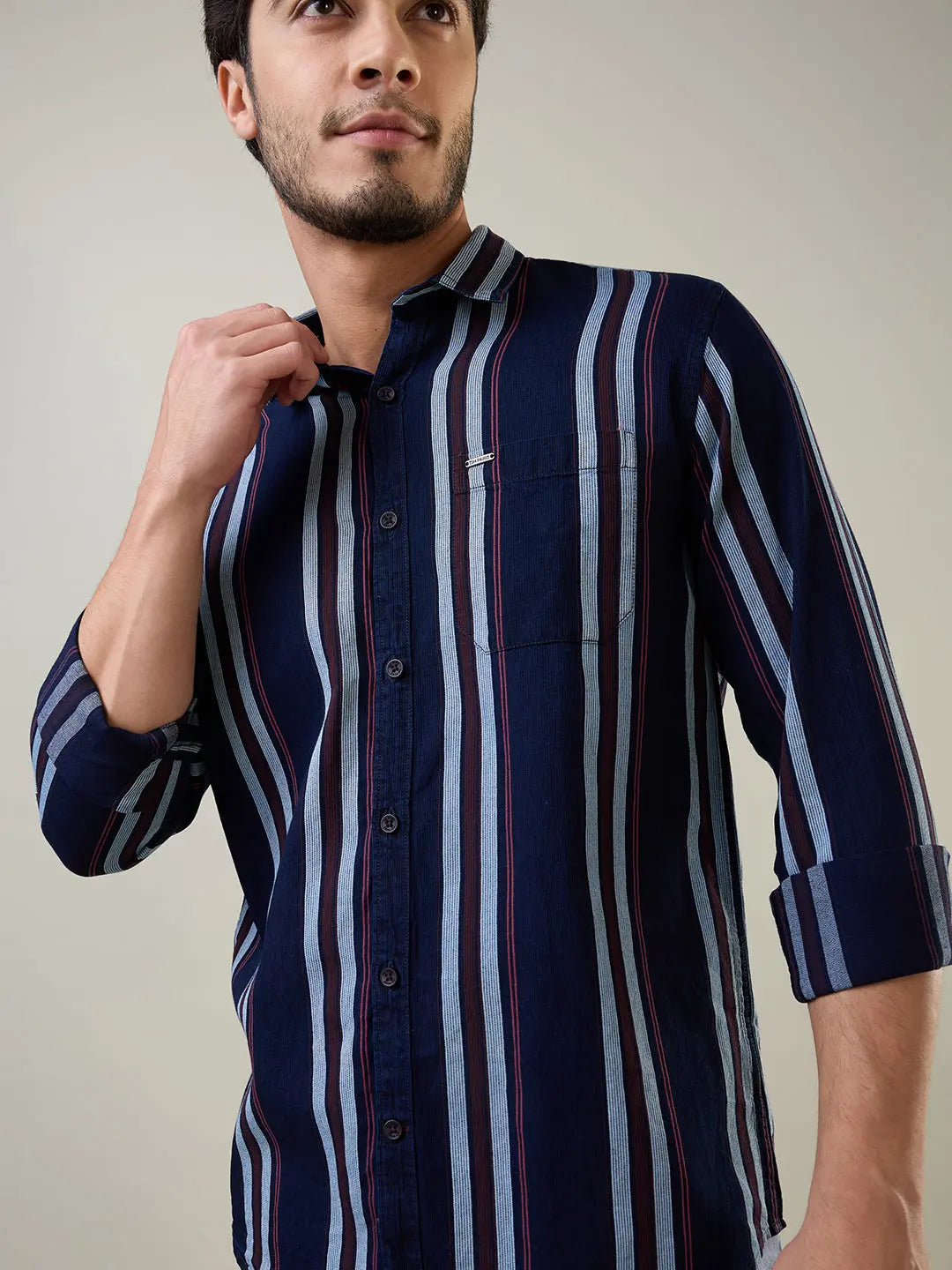 Red Striped Regular Fit Shirt TIM PARIS