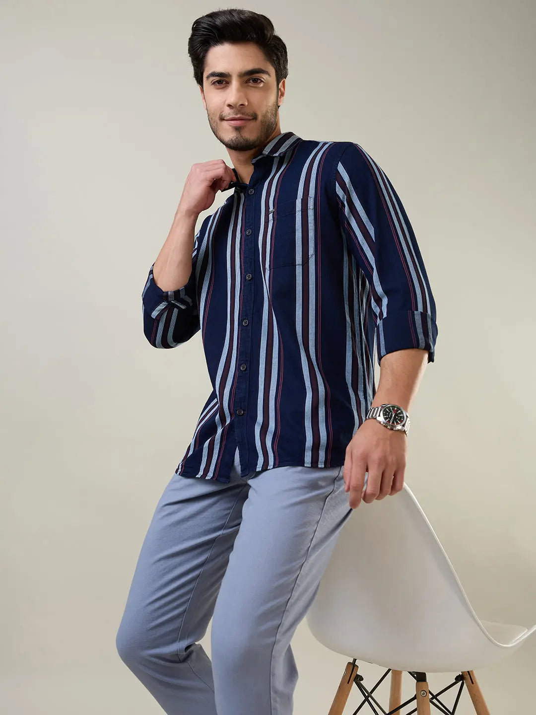 Red Striped Regular Fit Shirt TIM PARIS