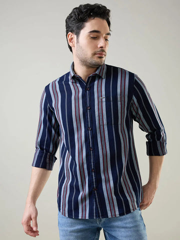 Red Striped Regular Fit Shirt TIM PARIS