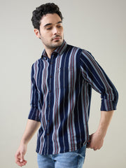 Red Striped Regular Fit Shirt