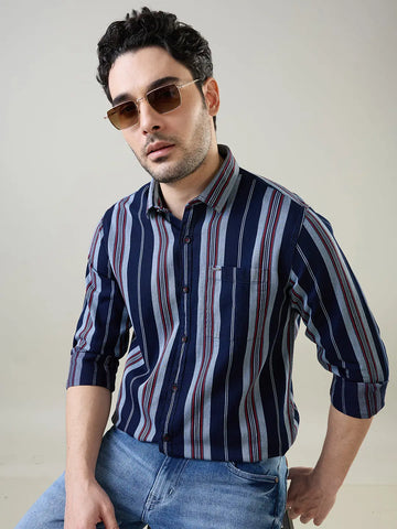 Red Striped Regular Fit Shirt TIM PARIS