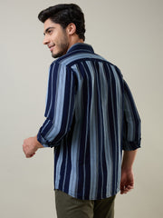 Grey Striped Regular Fit Shirt