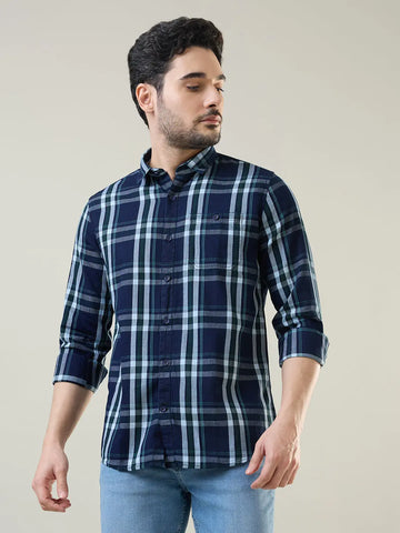 Green Checkered Regular Fit Shirt TIM PARIS