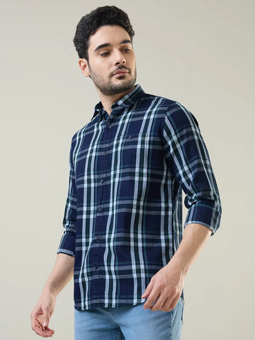 Green Checkered Regular Fit Shirt TIM PARIS