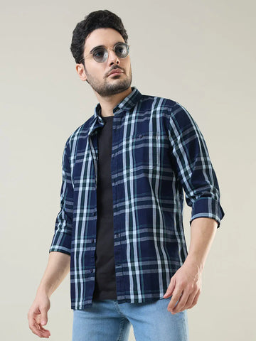 Green Checkered Regular Fit Shirt TIM PARIS