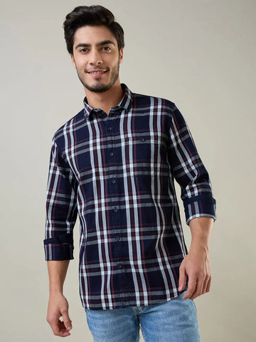 Red Checkered Regular Fit Shirt TIM PARIS