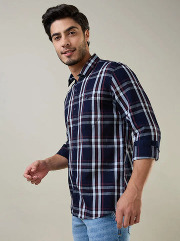 Red Checkered Regular Fit Shirt TIM PARIS