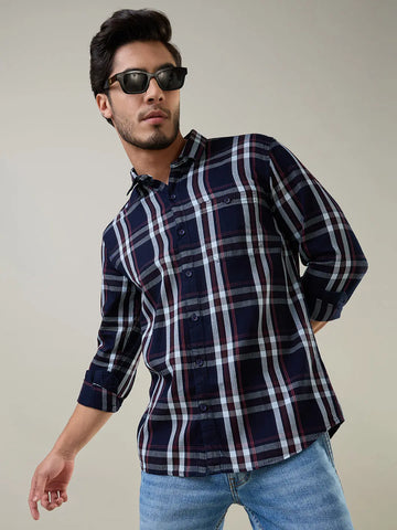 Red Checkered Regular Fit Shirt TIM PARIS
