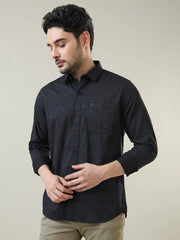 Black Printed Regular Fit Shirt TIM PARIS