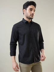 Black Printed Regular Fit Shirt TIM PARIS