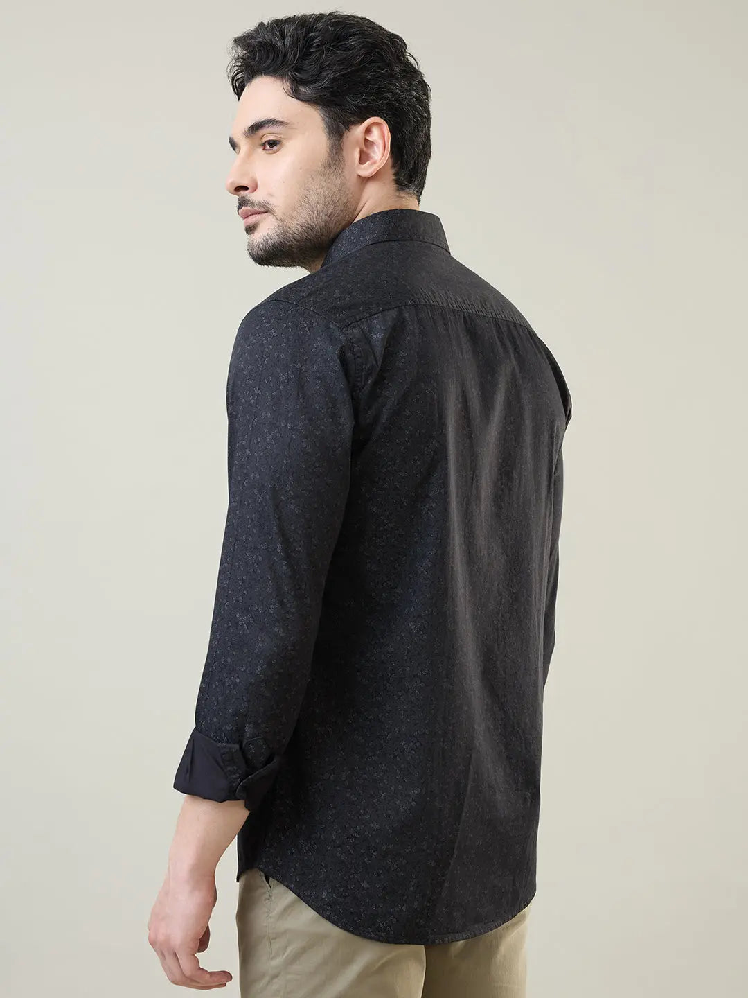 Black Printed Regular Fit Shirt TIM PARIS