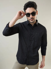 Black Printed Regular Fit Shirt TIM PARIS