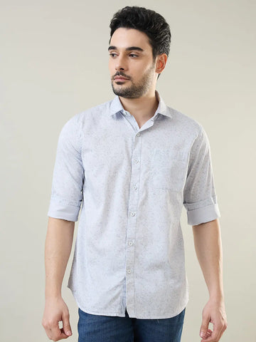 White Printed Regular Fit Shirt TIM PARIS