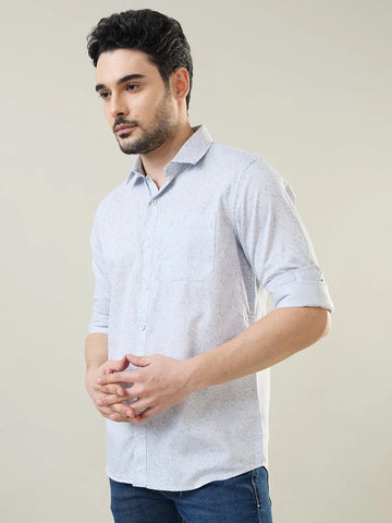 White Printed Regular Fit Shirt TIM PARIS