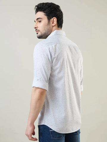 White Printed Regular Fit Shirt TIM PARIS