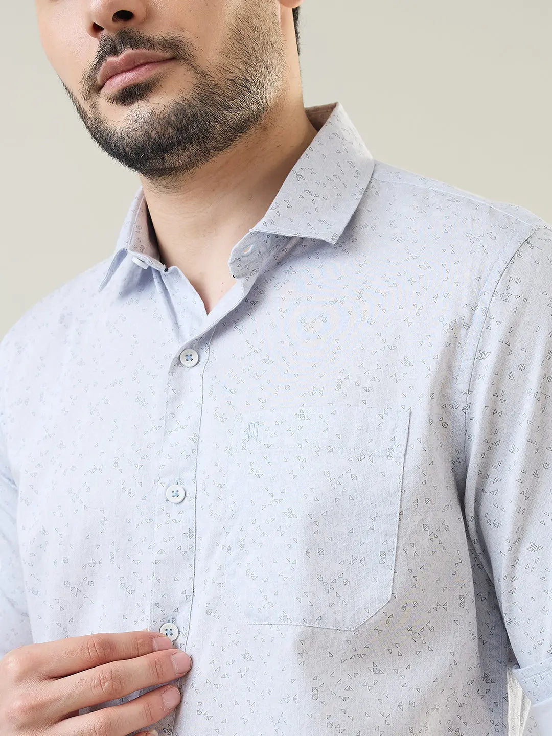 White Printed Regular Fit Shirt TIM PARIS