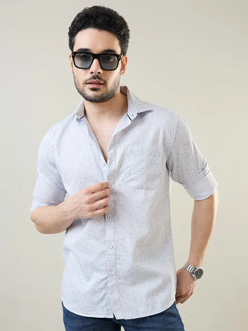 White Printed Regular Fit Shirt TIM PARIS