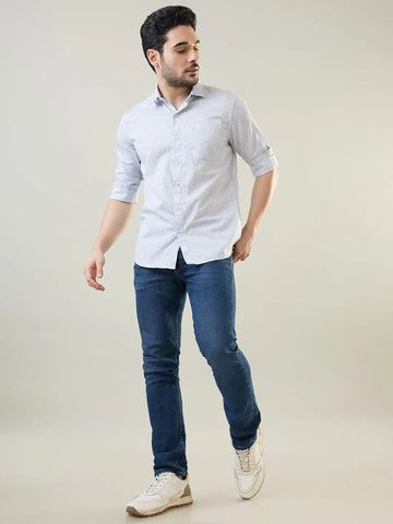 White Printed Regular Fit Shirt TIM PARIS