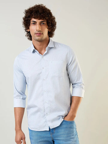 Sky Blue Printed Shirt Tim Paris