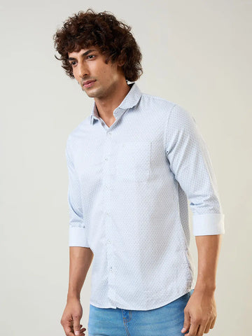 Sky Blue Printed Shirt Tim Paris