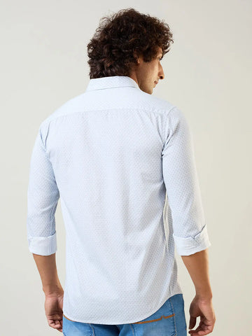 Sky Blue Printed Shirt Tim Paris