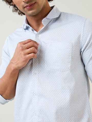 Sky Blue Printed Shirt Tim Paris