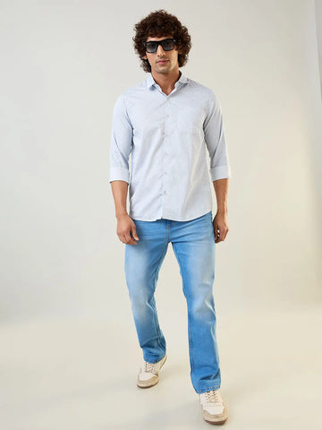 Sky Blue Printed Shirt Tim Paris