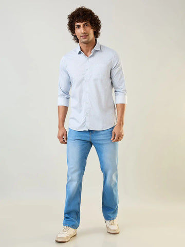Sky Blue Printed Shirt Tim Paris
