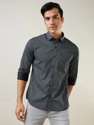 Black Printed Regular Fit Shirt TIM PARIS