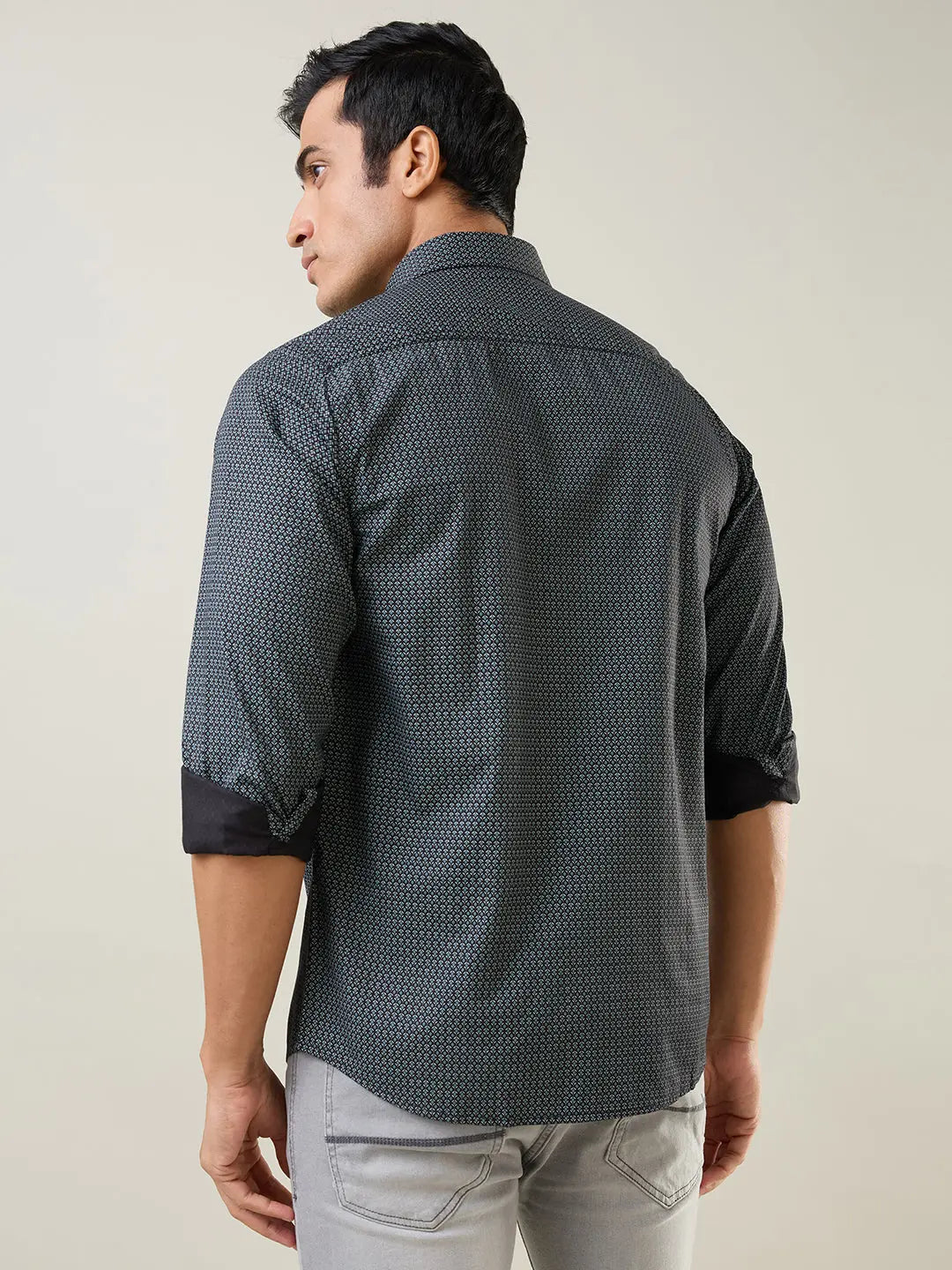 Black Printed Regular Fit Shirt TIM PARIS