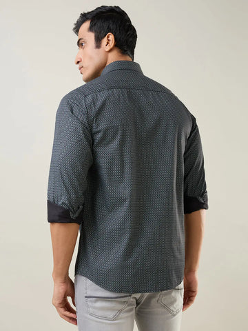 Black Printed Regular Fit Shirt TIM PARIS
