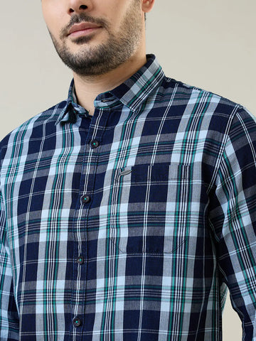 Blue Grid Checked Shirt Tim Paris