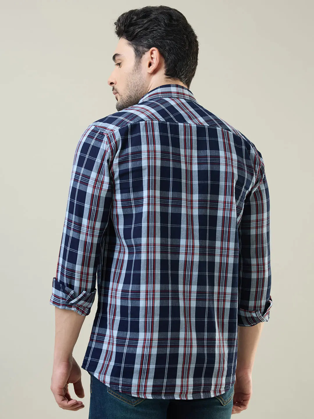 Red Checkered Regular Fit Shirt TIM PARIS