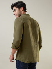 Olive Solid Regular Fit Shirt
