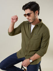 Olive Solid Regular Fit Shirt