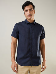 Navy Blue Solid Shirt