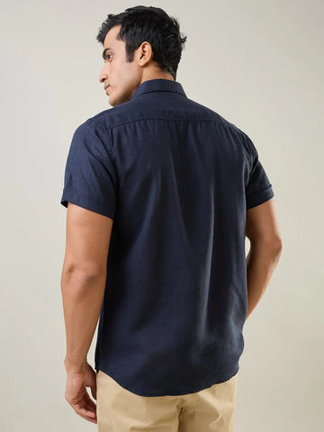 Navy Blue Solid Shirt Tim Paris