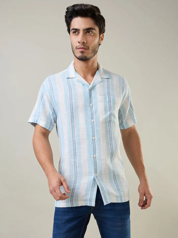 Blue Striped Relaxed Fit Shirt Tim Paris