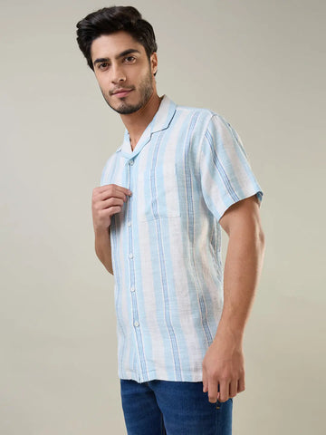 Blue Striped Relaxed Fit Shirt Tim Paris