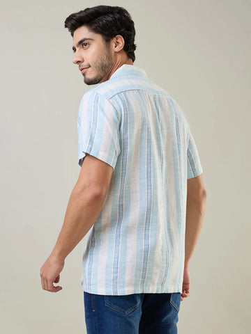 Blue Striped Relaxed Fit Shirt Tim Paris