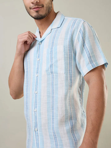 Blue Striped Relaxed Fit Shirt Tim Paris