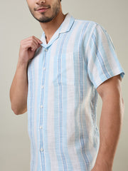 Blue Striped Relaxed Fit Shirt