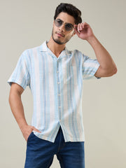 Blue Striped Relaxed Fit Shirt