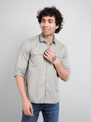 Grey Solid Regular Fit Shirt